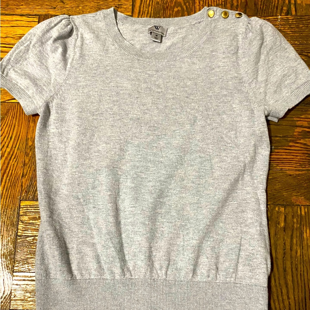 Worthington Preppy Gray Sweater with Button Detail